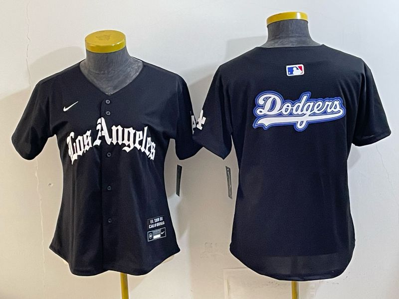Women 2026 Los Angeles Dodgers Blank Black Game Nike MLB Jersey style 0015->women mlb jersey->Women Jersey
